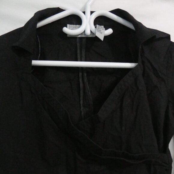 ZONE | medium | Black Long Sleeve Shirt With Rolled Cuffs and Zip Back Bottom - Picture 4 of 16